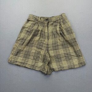 Collections Internationale Vintage Plaid Pleated Shorts Tan Black Size 10 Canada